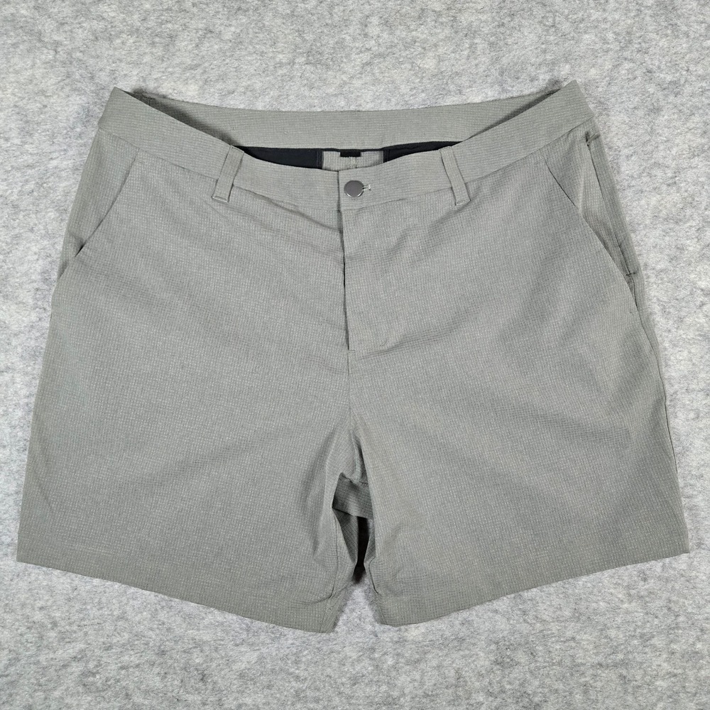 Lululemon Mens Grey Commission Golf Performance Grid Shorts 36